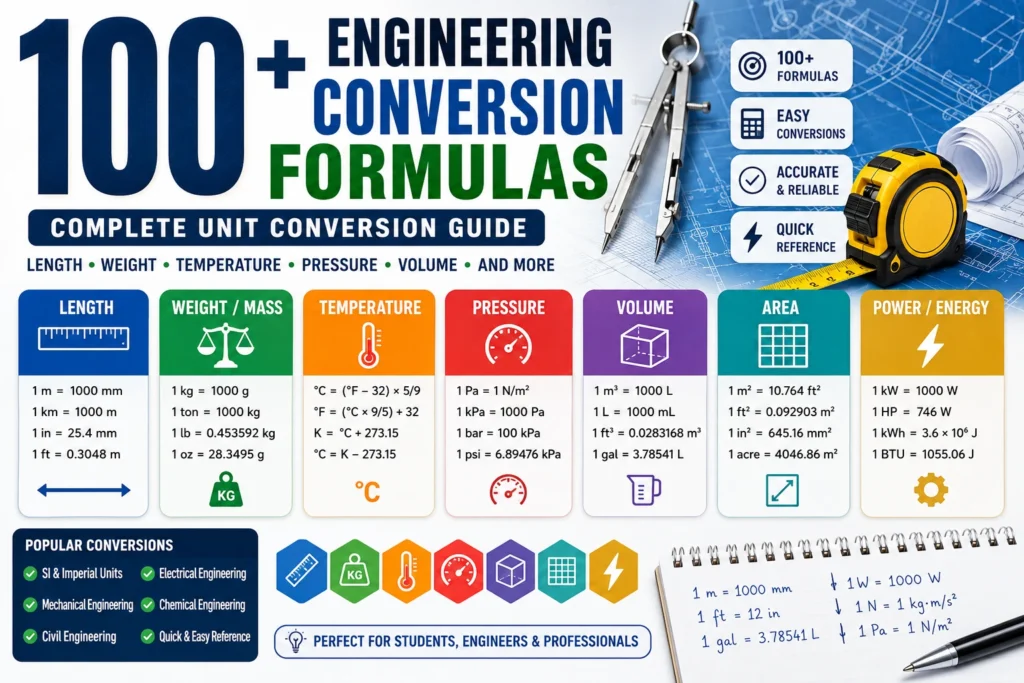 100+ Engineering Conversion Formulas | Complete Unit Guide